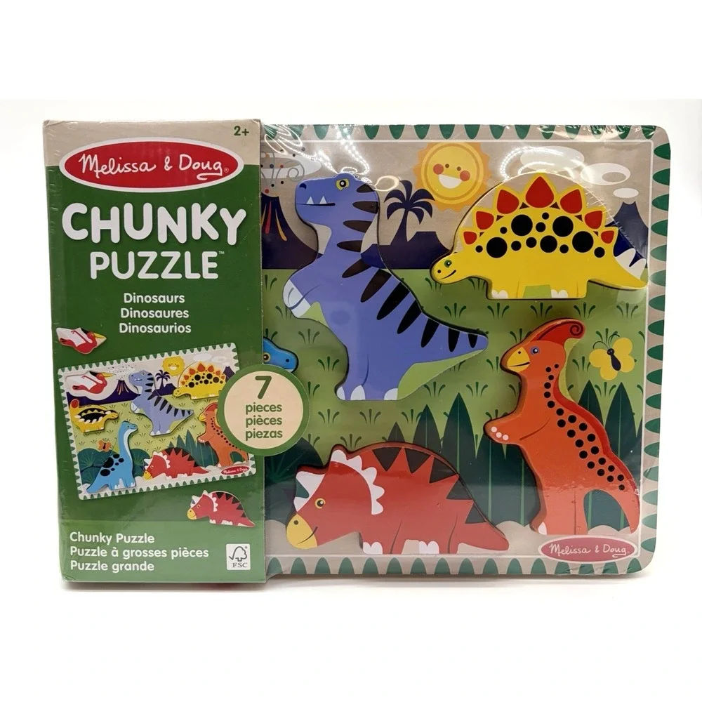 Melissa & Doug Dinosaurs Wooden Chunky Puzzle (7 pcs)